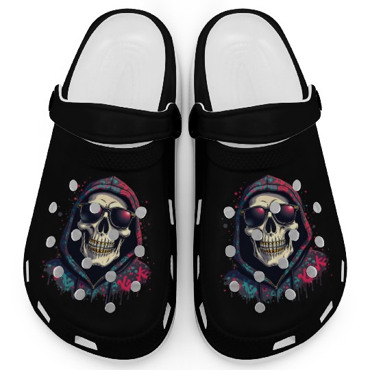 Gangster Skull Drip - Urban Streetwear Art Clogs