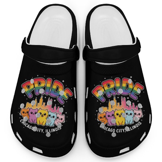 Pride Month Chicago City Illinois USA Rainbow Flag Clogs