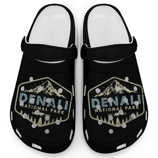 Retro Denali National Park Mountains Nature Hiking Clogs