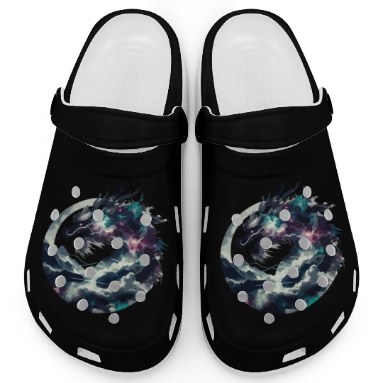 Zen Black Chinese Dragon Clogs