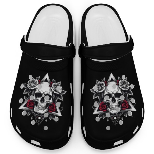 Gothic Skull & Roses Aesthetic Clogs