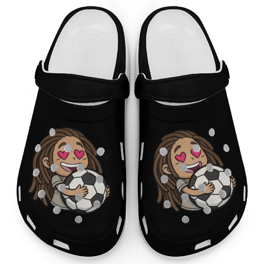 I love you football, woman with dreadlocks Clogs
