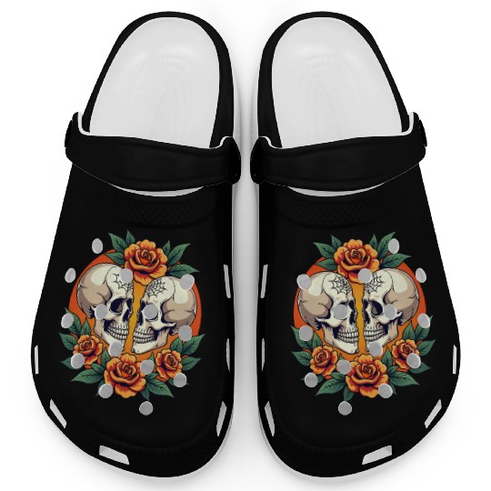 Skulls & Flowers Dark Aesthetic Floral Clogs