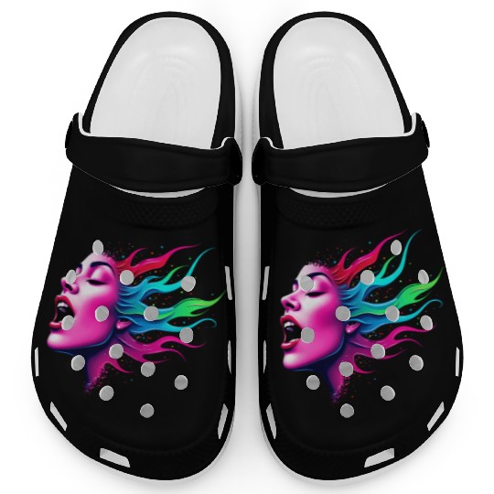 Neon Soundwave Face - Music Lovers Clogs