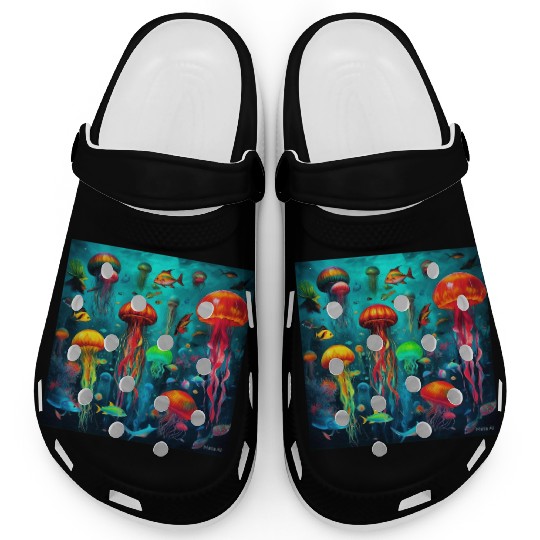 Jellyfish atomic and neon. Clogs