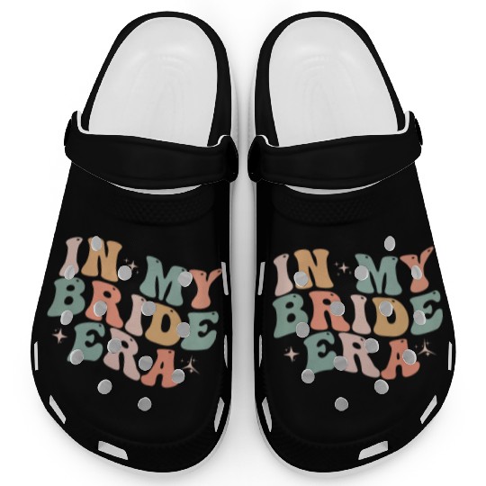 In My Bride Era Funny Groovy Wedding Engagement Clogs