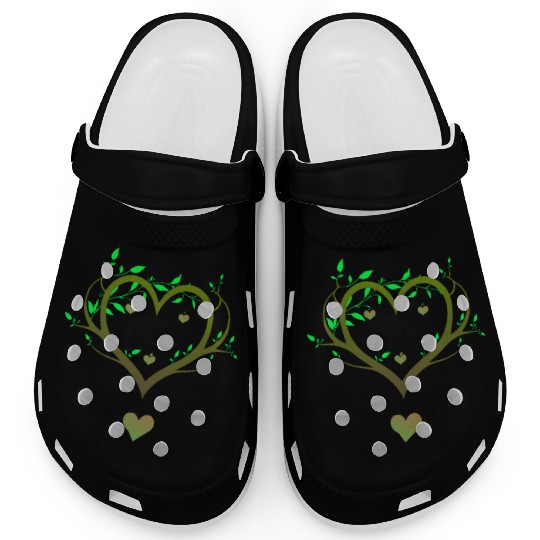 Nature Heart Tree | Green Love Botanical Art Clogs