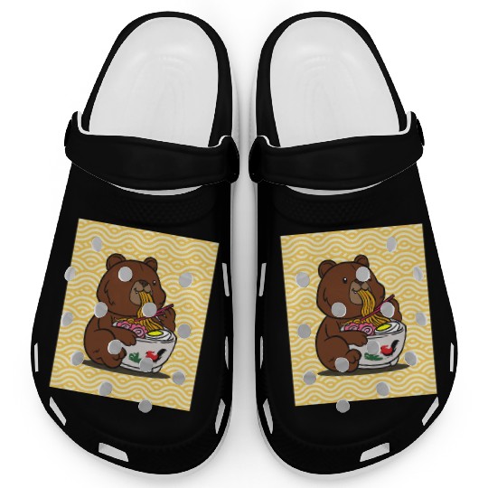 Cute Bear Ramen - Kawaii Cartoon Brown Bear Clogs