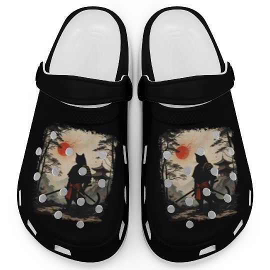 Samurai Cat Warrior Clogs Design