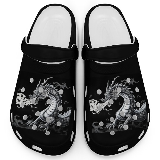 A classic dragon breathing fire Merch Clogs