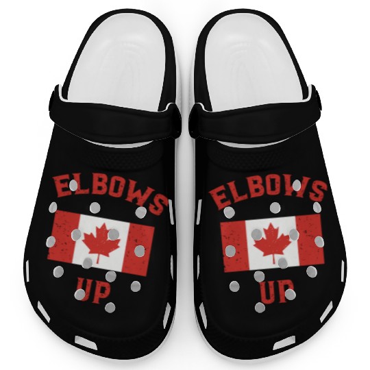 Elbows Up Canada Vintage Anti Trump Tarriff Slogan Clogs