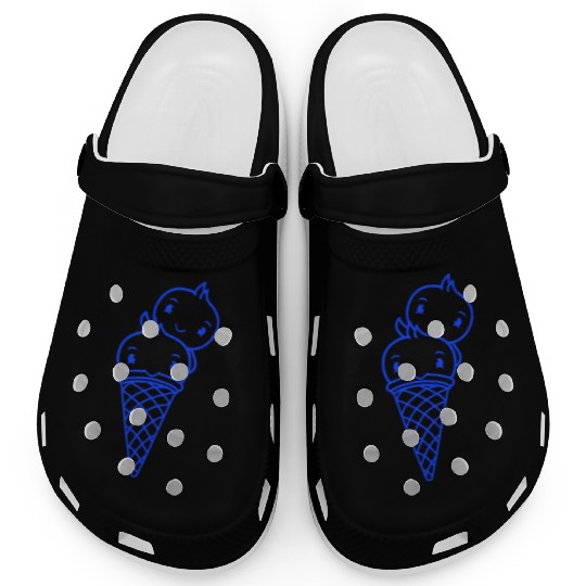 Two Birds Ice Cream Waffle Scoops Greeting Waving Clogs