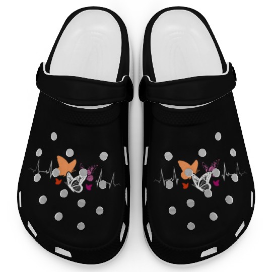 Lesbian Heartbeat Beautiful Butterflies Pride Love Clogs