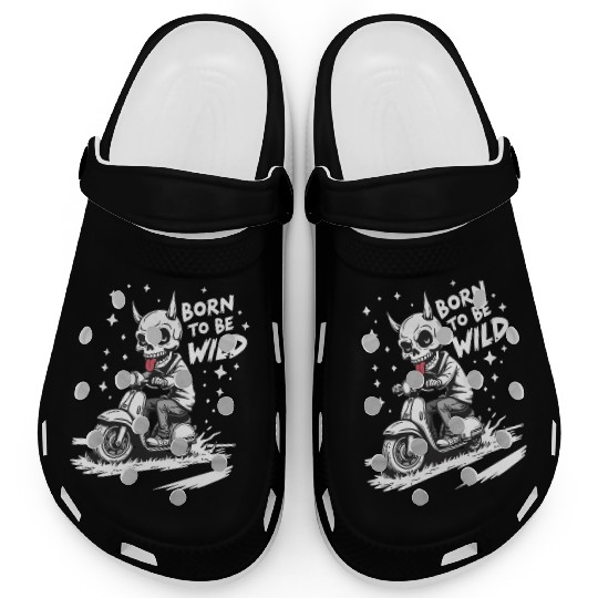 Born to Be Wild - Skull Devil on Scooter Clogs