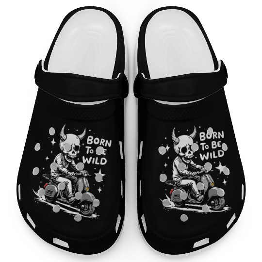 Born to Be Wild - Skull Devil on Scooter Clogs