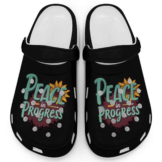 Inspirational Sunflower and Peace Message Clogs