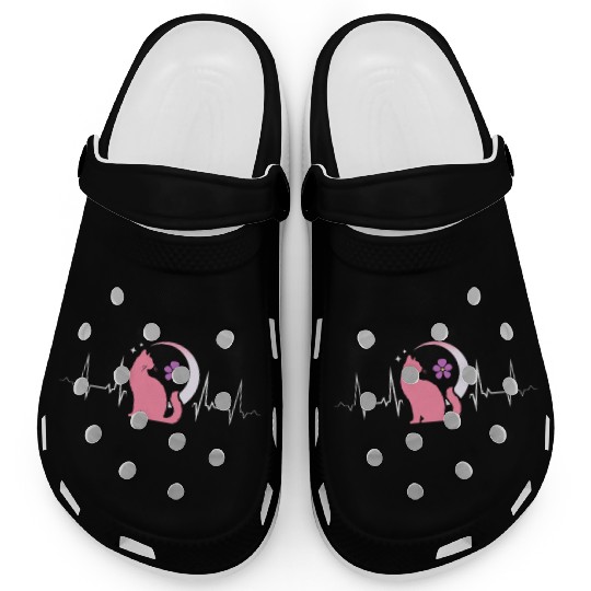 Lesbian Heartbeat Moon Cat Pink Mystic Pride Art Clogs