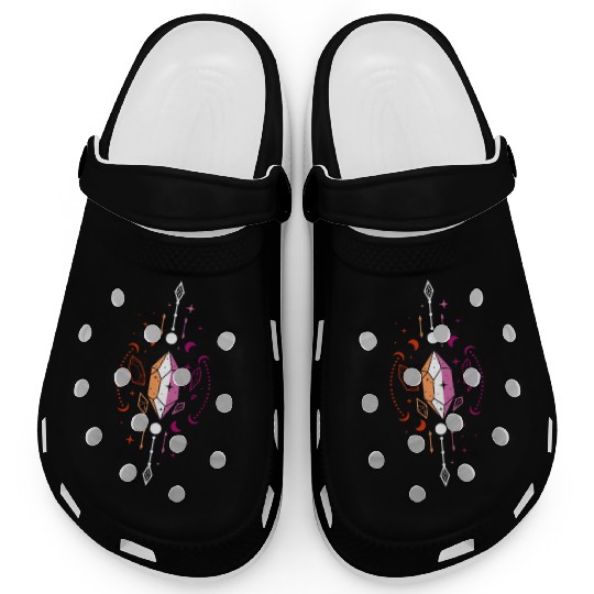 Lesbian Pride Mystical Crystal with Moons Clogs
