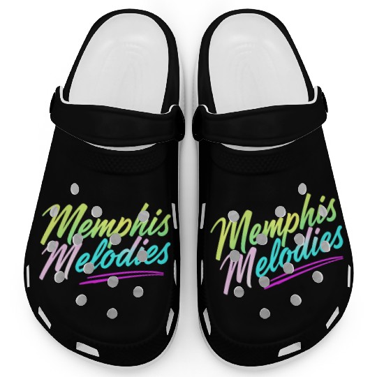 Memphis Melodies Pastel Vibrant Typography Art Clogs