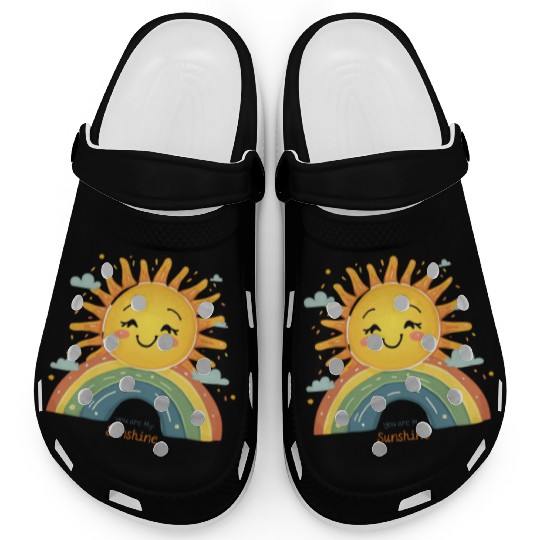 You Are My Sunshine – Happy Sun & Rainbow Design Clogs