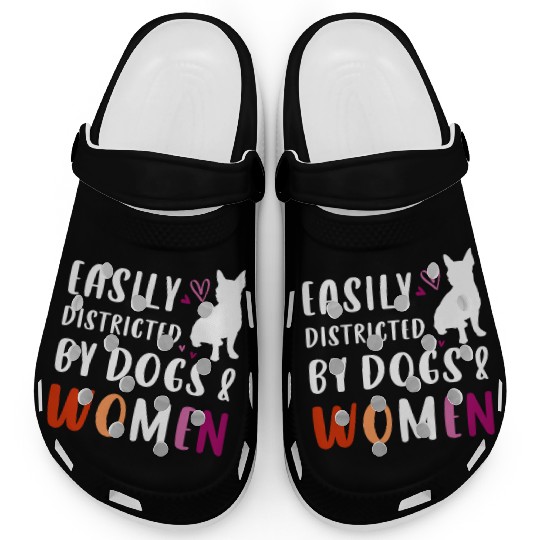 Easily Distracted by Dogs and Women Funny Lesbian Clogs