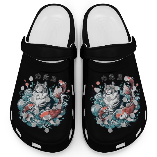 Flow with Grace - Majestic Cat & Koi Fish Clogs
