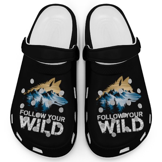 Follow Your Wild Adventure Mountain Wolf Clogs