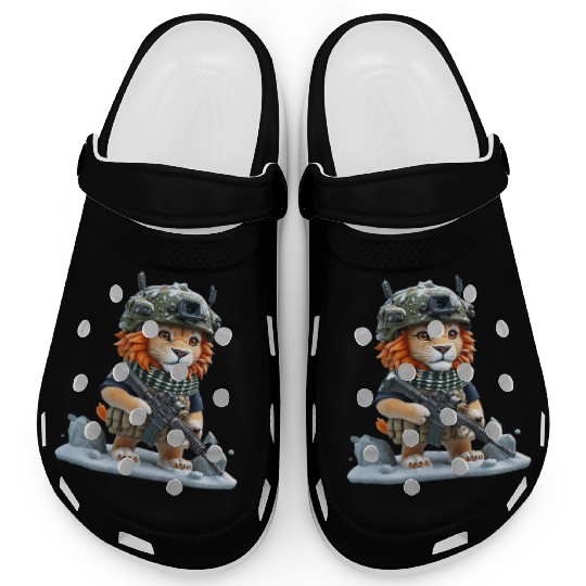 Lion In Military Clogs