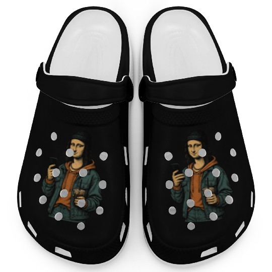 the mona lisa dressed in 2025 street fashion Clogs