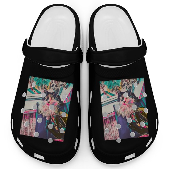 Tropical Funky Cat Clogs