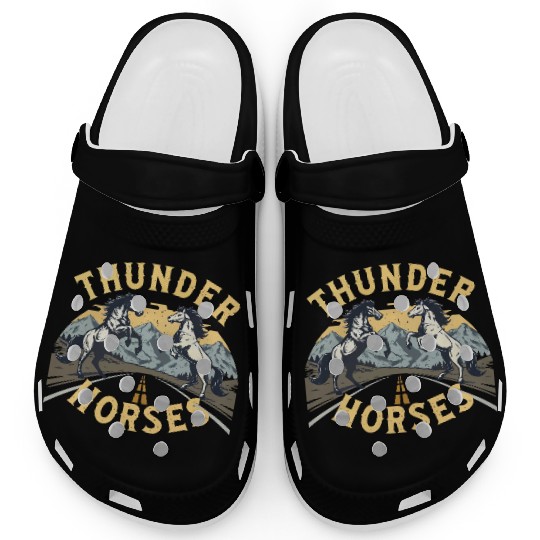 "Thunder Horses – Wild Storm Riders Clogs