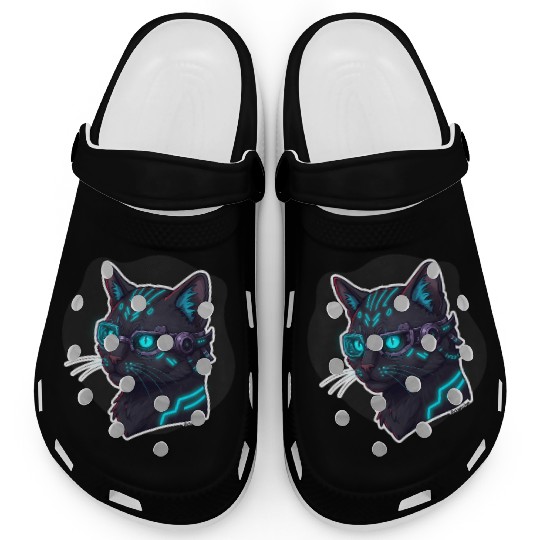 Badass Cat Cyberpunk – Neon Feline from the Future Clogs