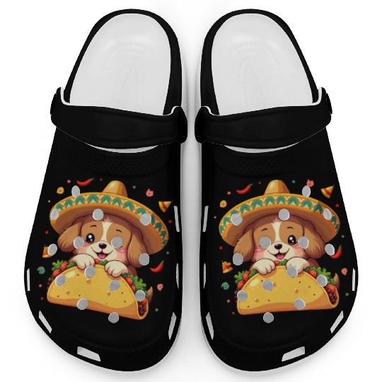 cinco de mayo Taco Puppy Fiesta Sombrero Fun Clogs