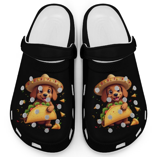 Taco Puppy Fiesta Sombrero Fun Cinco de mayo Clogs