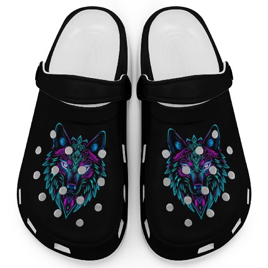 wolf face Clogs