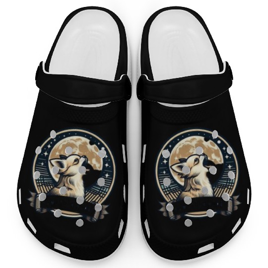 chihuahua-howling-vintage-moon-vector-Clogs-desig