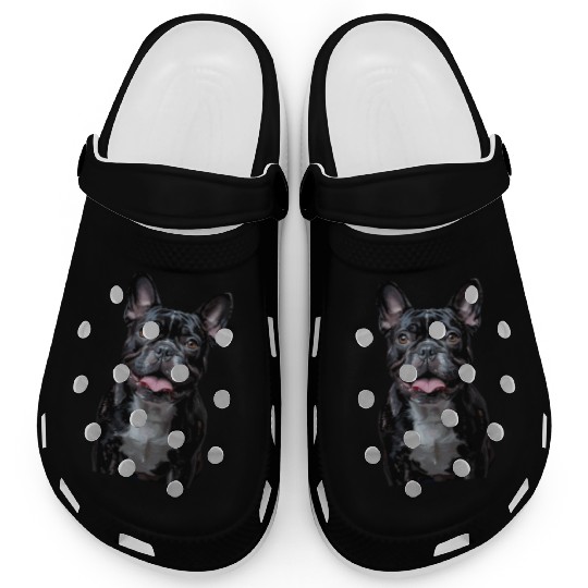 Charming French Bulldog Portrait Capturing Joyful Clogs