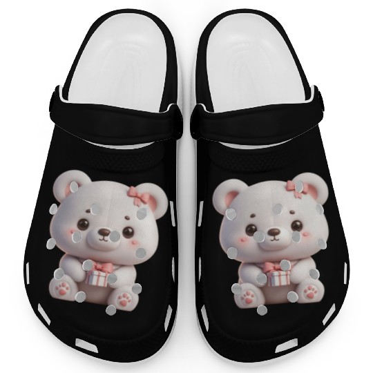 Sweet Teddy Bear and Gift Box Clogs