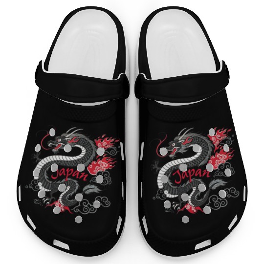 Majestic Japanese Dragon Tattoo Style Art design Clogs