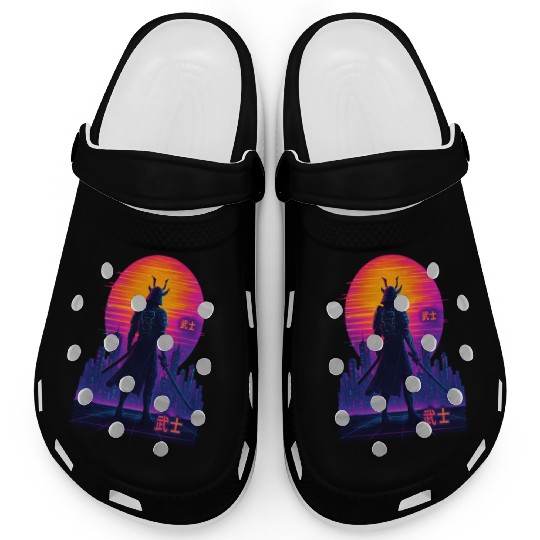 Neon Samurai - Cyberpunk Warrior Art Clogs