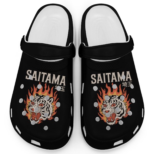 Vintage Saitama Clogs – Bold Tiger Tattoo Design