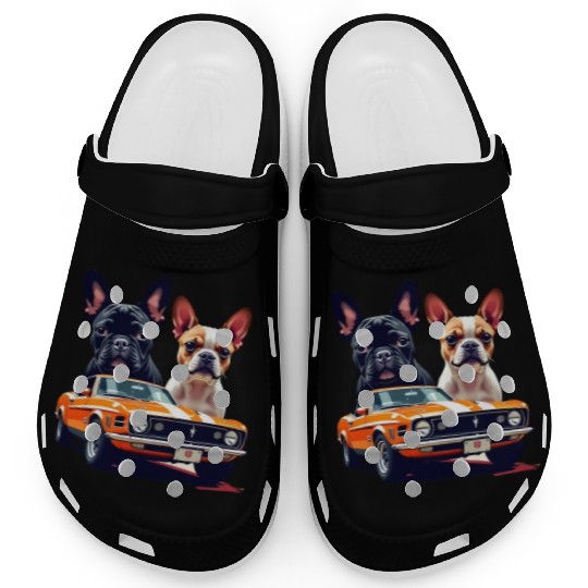 French Bulldogs with Classic Muscle Car – Retro Vi Clogs