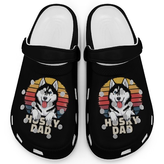 Husky Dad Retro Rainbow Design Clogs