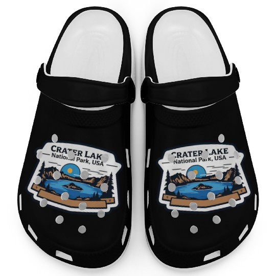 Crater Lake National Park Southern Oregon USA Logo Clogs