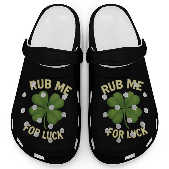 Rub Me for Luck Four-Leaf Clover Clogs