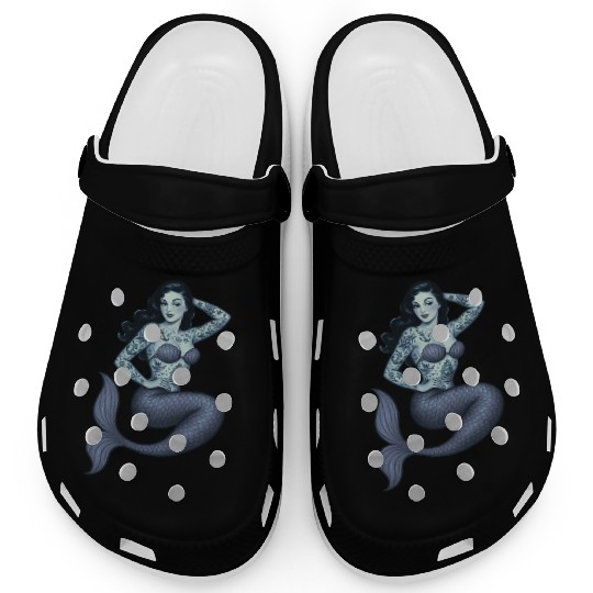 Old School Clasic Tattooed Mermaid Pinup Clogs