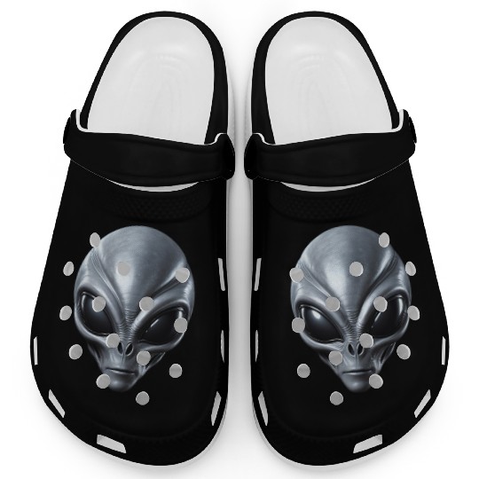 Real Grey Alien Extraterrestrial Face Clogs