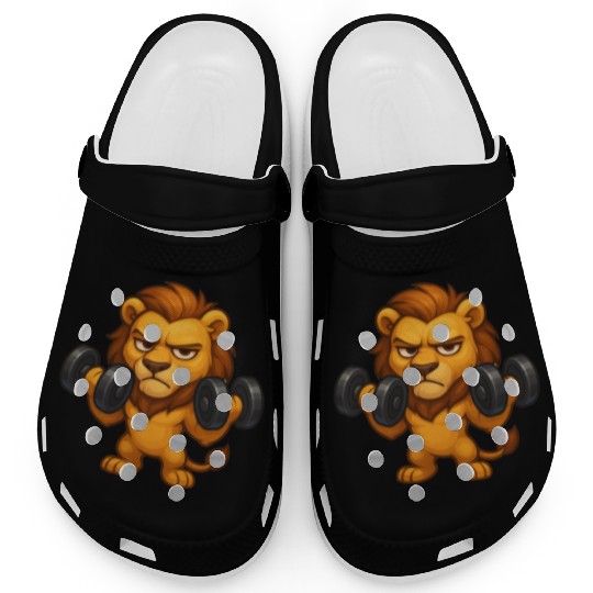 Grumpy lion fitness dumbbell biceps workout Clogs