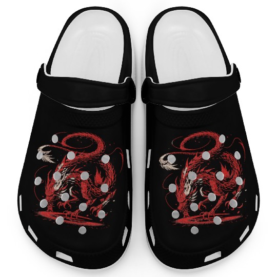 Ethereal Red Dragon Tattoo Design Clogs