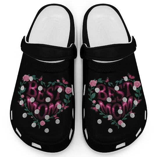 Trendy Best Mom Ever, Mother's Day Heart Floral Clogs
